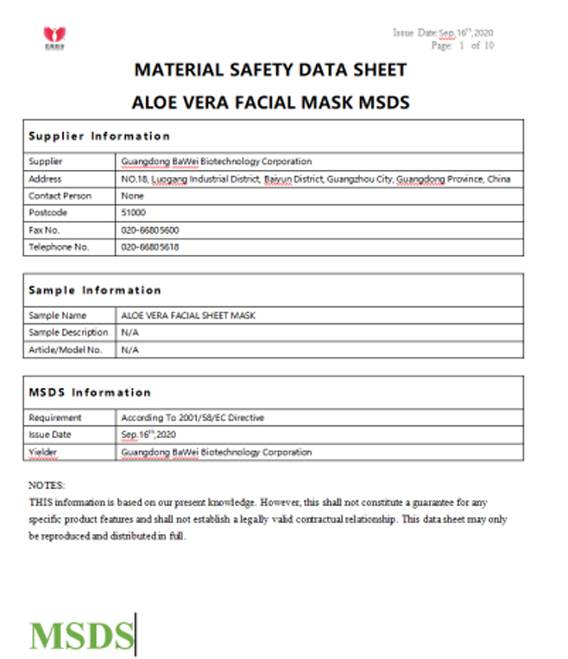 MSDS of Raw Material